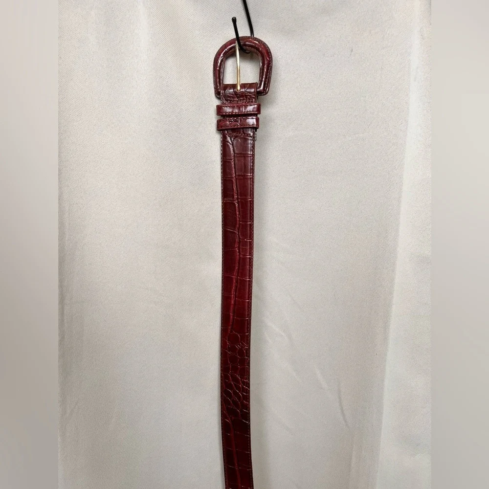 Nordstrom Oxblood Brown Alligator Embossed Leather Belt Size M 30 Made in USA